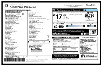 2020 RAM 1500 Rebel Crew Cab 4x4 5'7" Box