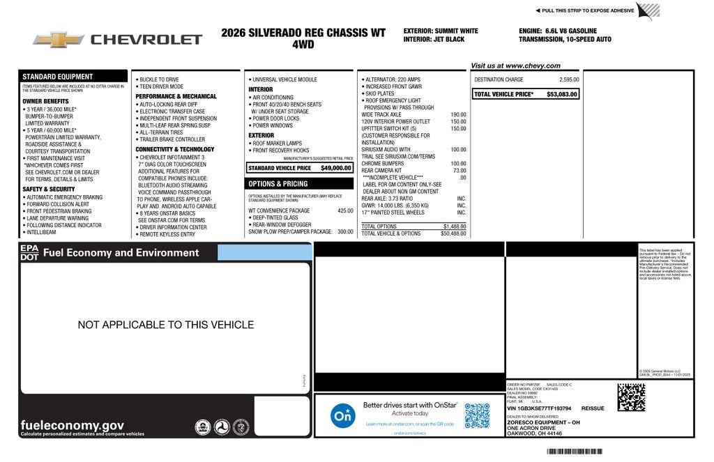 2026 Chevrolet Silverado 3500 HD Chassis Cab Work Truck