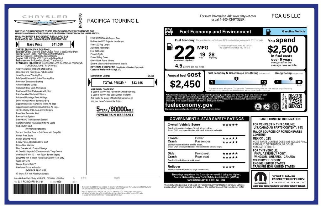 2024 Chrysler Pacifica Touring L