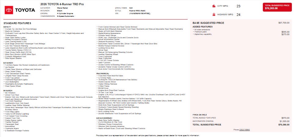 2026 Toyota 4Runner Hybrid TRD Pro